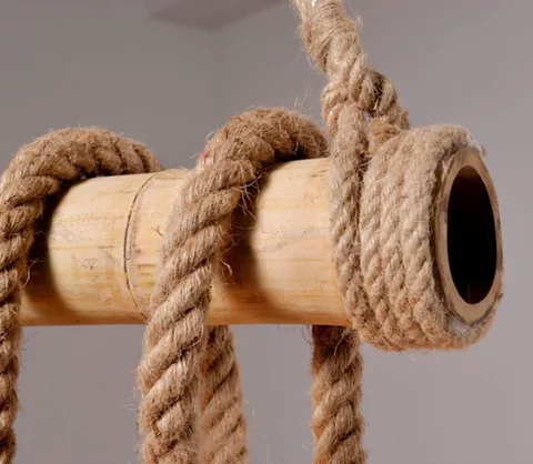 Classic Bamboo Rope Vintage Chandelier For Living Room - Image 6