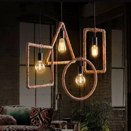 Geometric Shapes Hemp Rope Chandelier (3 Shapes)