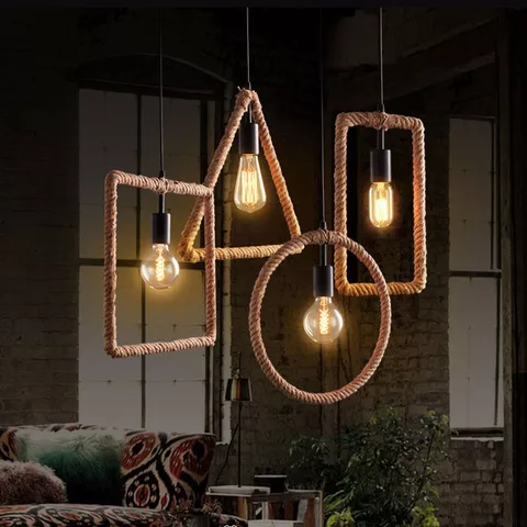 Geometric Shapes Hemp Rope Chandelier (3 Shapes)