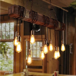 Vintage Wooden Log Chandelier