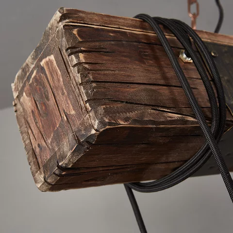 Vintage Wooden Log Chandelier - Image 7